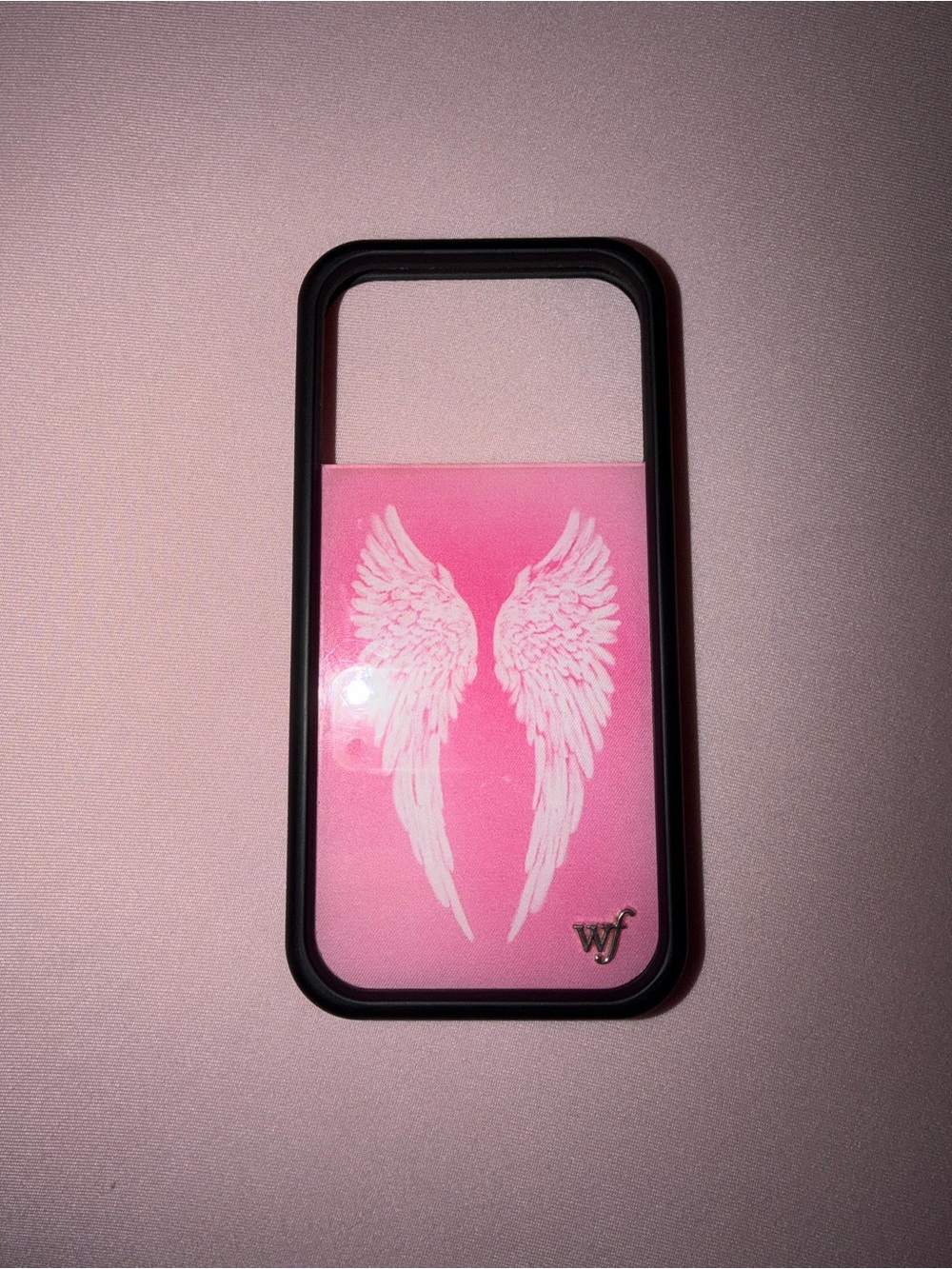 Wildflowers Pink Angel Wings Phone Case with Black Frame